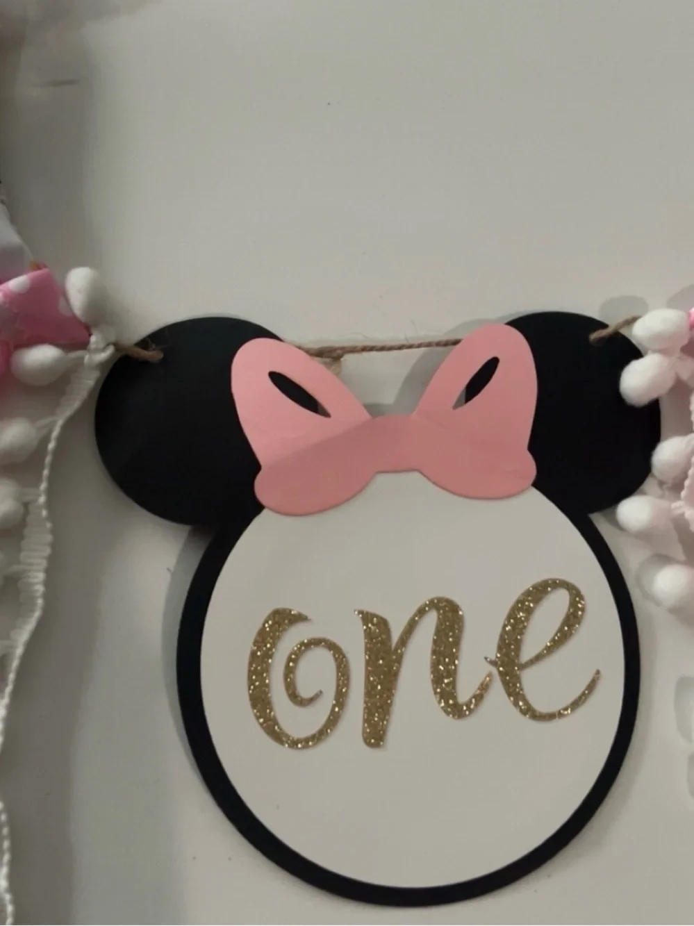 Pink, Black & Gold 'One' First Birthday Party Garland